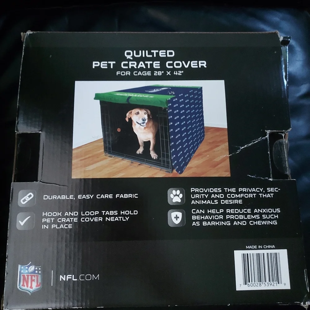NFL Seattle Seahawks Pet Crate Cover Dogs Cats Quilted 30” X 48” Travel New